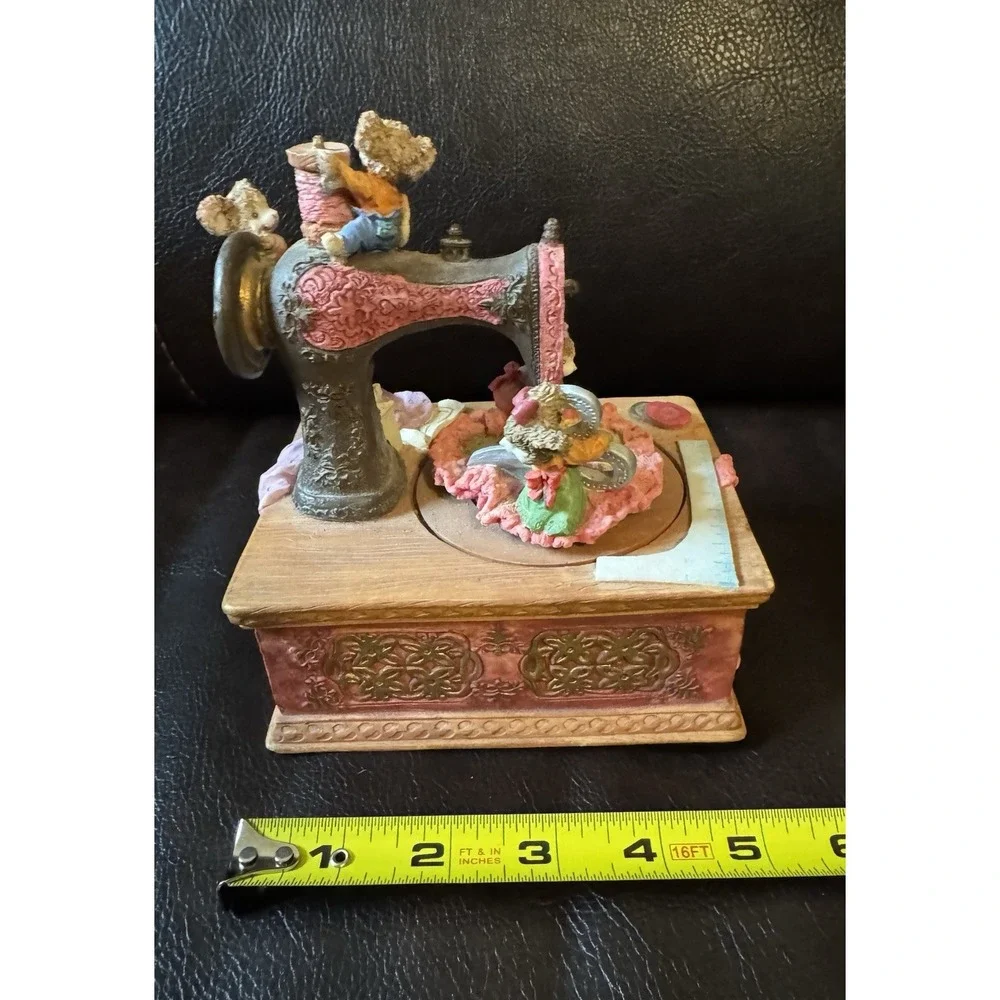 Vintage Motion Music Box Mice On Sewing Machine Tested Tea For Two